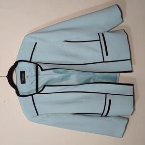 Evan Picone Sky Blue Blazer with Black Trim Women's Size 12